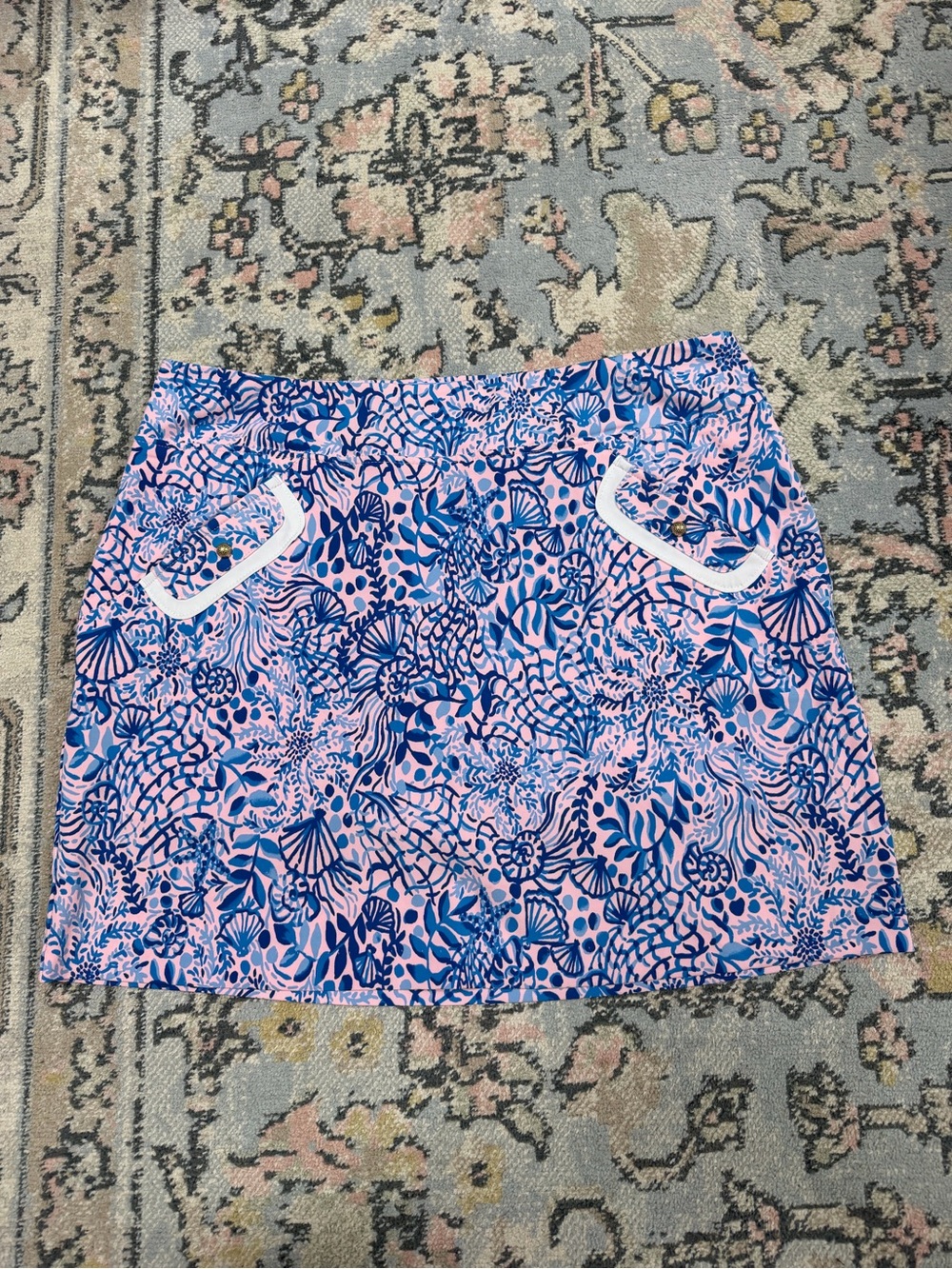 Lilly Pulitzer Pink & Blue Shell-Print Skort